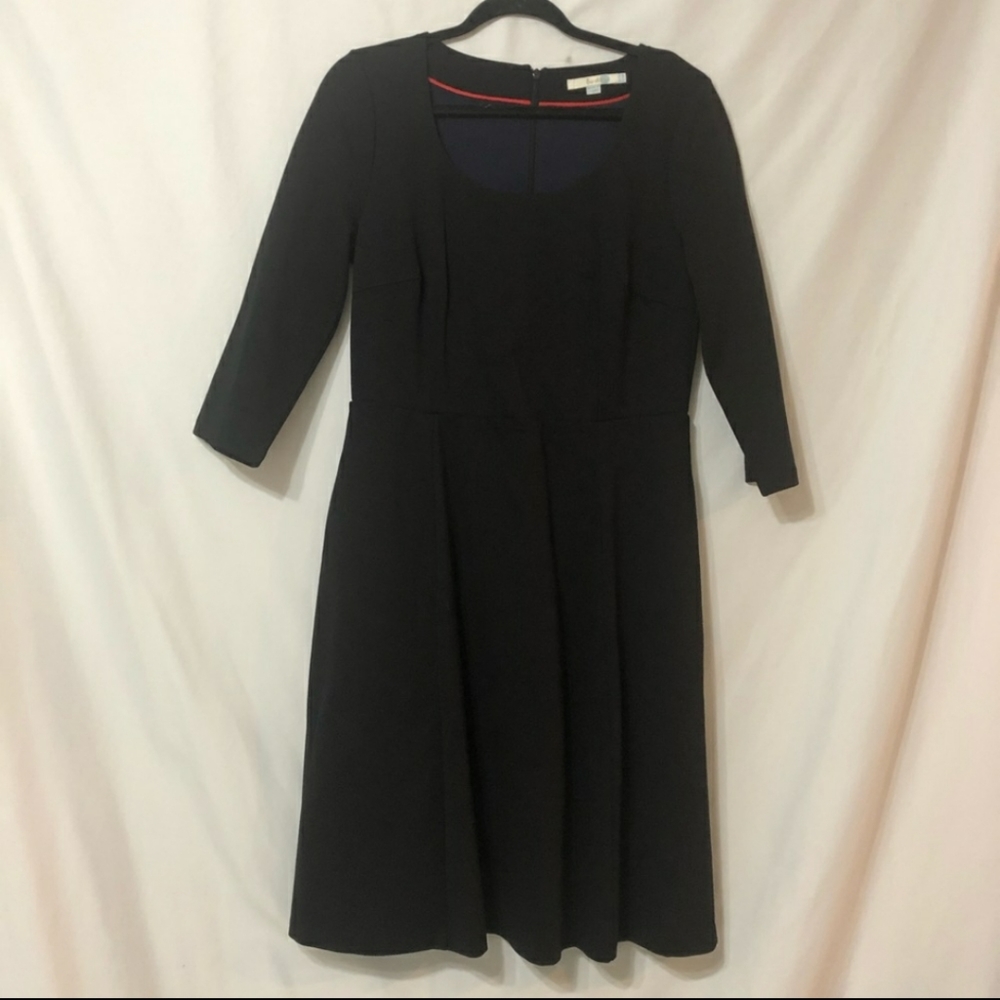 Boden Black Ponte Fit and Flare Dress